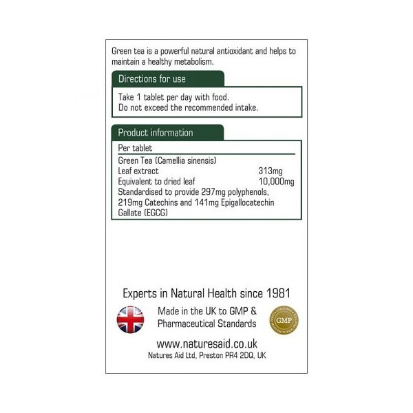 Natures Aid - Green Tea 10,000mg 60 Tabl.