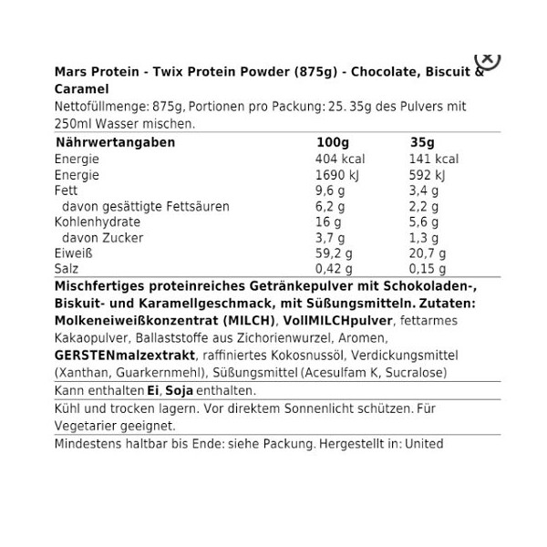 Twix Hi Protein Powder 875g - Choco Biscuit and Caramel
