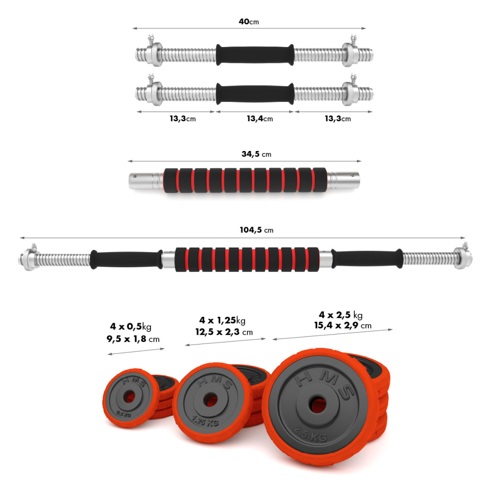 SET KURZHANTELN MIT GUMMIBESCHICHTUNG 30KG HMS