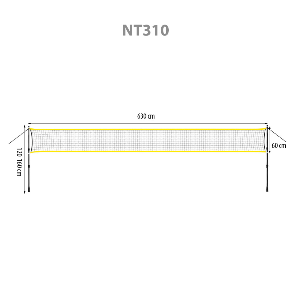 BADMINTON-NETZ, TELESKOPSTANGEN 600x60cm + SCHUTZHÜLLE NILS