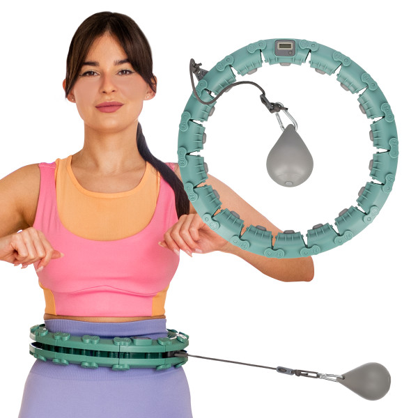 FH03 GREEN HULA HOOP WITH WEIGHT AND COUNTER