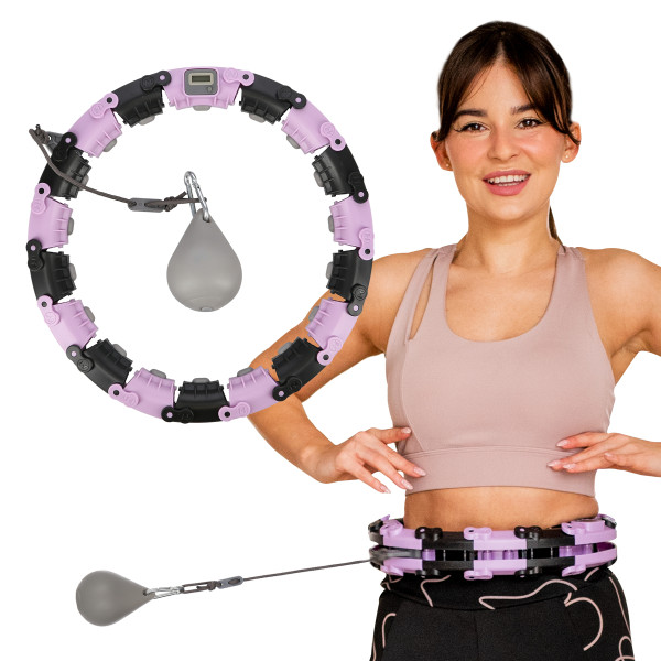 FH04 VIOLET/BLACK HULA HOOP WITH WEIGHT AND COUNTER