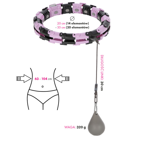 FH04 VIOLET/BLACK HULA HOOP WITH WEIGHT AND COUNTER