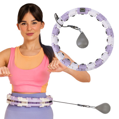 FH04 VIOLET/GRAY HULA HOOP WITH WEIGHT AND COUNTER