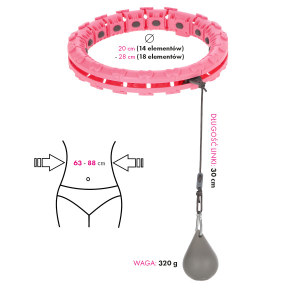 FH03 PINK HULA HOOP WITH WEIGHT AND COUNTER