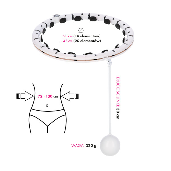 FH07 WHITE HULA HOOP WITH WEIGHT AND COUNTER STOCK