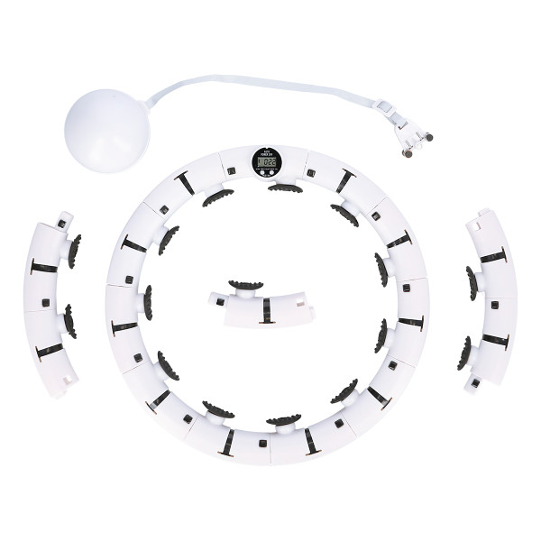 FH07 WHITE HULA HOOP WITH WEIGHT AND COUNTER STOCK