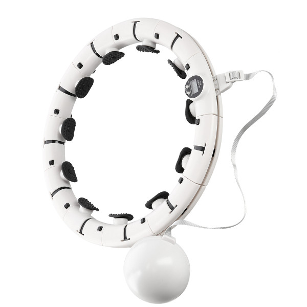 FH07 WHITE HULA HOOP WITH WEIGHT AND COUNTER STOCK
