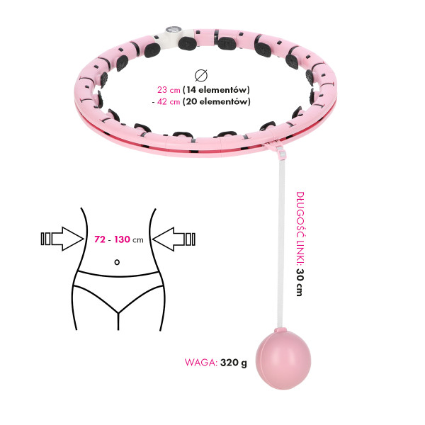 FH07 LIGHT PINK HULA HOOP WITH WEIGHT AND COUNTER