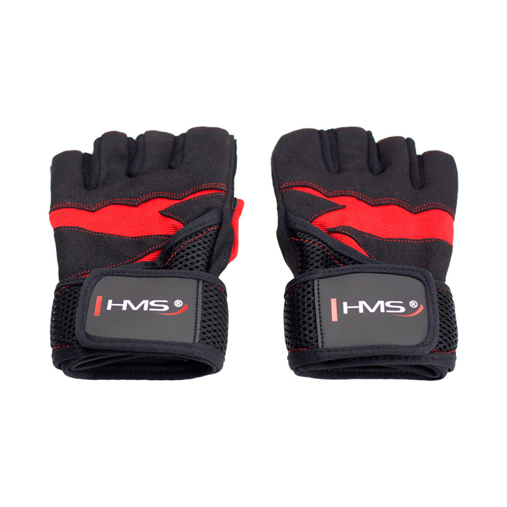 RST02 SIZE L MENS FITNESS GLOVES HMS (black - red)