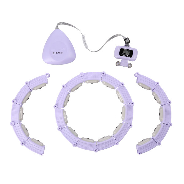 HHM14 HULA-HOOP-REIFEN VIOLET MIT MAGNETEN UND ZÄHLER HMS + SLIMMING-GURT BR163 BLACK