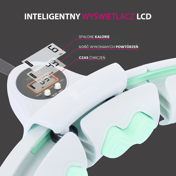 HHW06 HULA-HOOP-REIFEN GREEN MIT MASSAGENOPPEN UND ZÄHLER HMS + SLIMMING-GURT BR163 BLACK