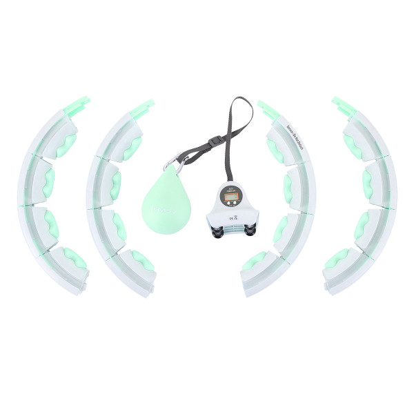 HHW06 HULA-HOOP-REIFEN GREEN MIT MASSAGENOPPEN UND ZÄHLER HMS + SLIMMING-GURT BR163 BLACK