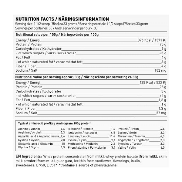 Swedish Supplements Whey Deluxe 900g