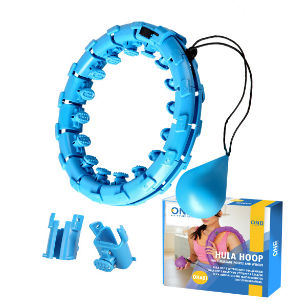 OHA01 HULA-HOOP-REIFEN BLUE MIT MASSAGEPUNKTEN UND SCHWERKRAFTBALL ONE FITNESS
