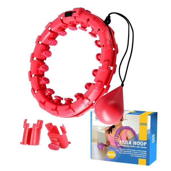 HULA-HOOP-REIFEN RED MIT MASSAGEPUNKTEN UND SCHWERKRAFTBALL ONE FITNESS