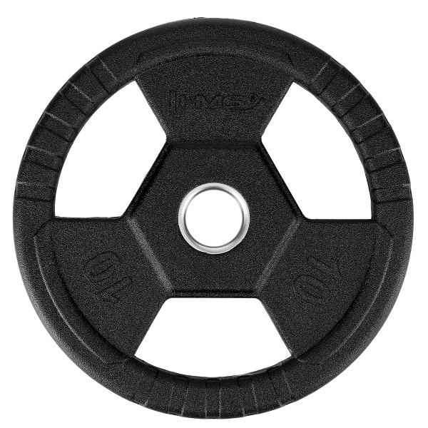 SCHWARZE OLYMPISCHE HANTELSCHEIBE MIT GUMMIUMMANTELUNG 10 KG HMS