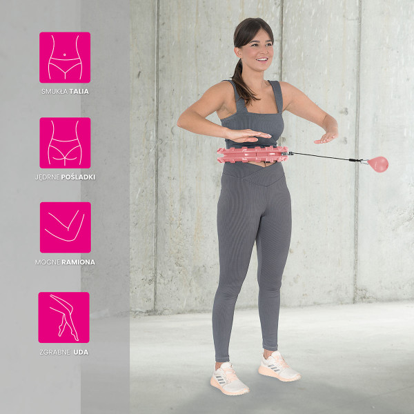 ROSA HULA-HOOP-REIFEN MIT MASSAGEPUNKTEN UND SCHWERKRAFTBALL HMS