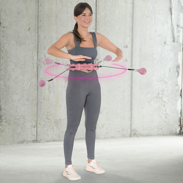 ROSA HULA-HOOP-REIFEN MIT MASSAGEPUNKTEN UND SCHWERKRAFTBALL HMS