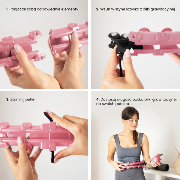 ROSA HULA-HOOP-REIFEN MIT MASSAGEPUNKTEN UND SCHWERKRAFTBALL HMS