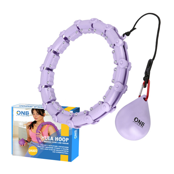 HULA-HOOP-REIFEN VIOLET MIT MASSAGEPUNKTEN UND SCHWERKRAFTBALL ONE FITNESS