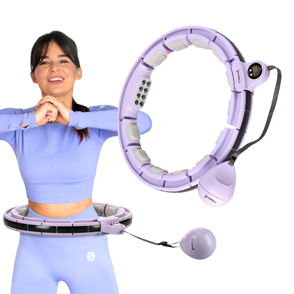 HHM13 HULA-HOOP-REIFEN VIOLET MIT MAGNETEN UND ZÄHLER HMS + SLIMMING-GURT BR163 BLACK