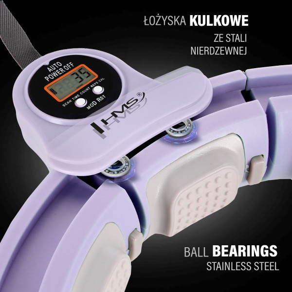 HHM13 HULA-HOOP-REIFEN VIOLET MIT MAGNETEN UND ZÄHLER HMS + SLIMMING-GURT BR163 BLACK