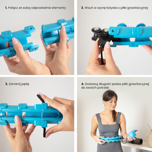 HHW01 HULA-HOOP-REIFEN BLUE MIT MASSAGENOPPEN UND ZÄHLER HMS + SLIMMING-GURT BR163 RED