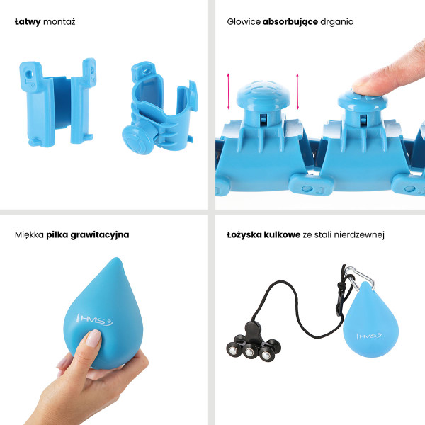 HHW01 HULA-HOOP-REIFEN BLUE MIT MASSAGENOPPEN UND ZÄHLER HMS + SLIMMING-GURT BR163 RED