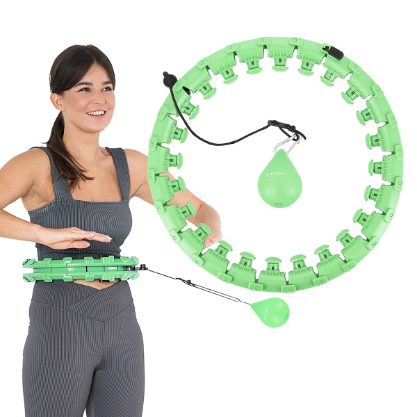 HHW01 HULA-HOOP-REIFEN GREEN MIT MASSAGENOPPEN UND ZÄHLER HMS + SLIMMING-GURT BR163 RED
