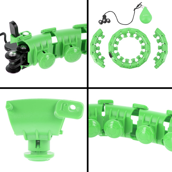 HHW01 HULA-HOOP-REIFEN GREEN MIT MASSAGENOPPEN UND ZÄHLER HMS + SLIMMING-GURT BR163 RED