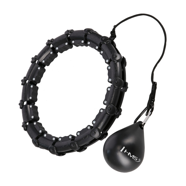 HHW02 HULA-HOOP-REIFEN BLACK MIT MASSAGENOPPEN UND ZÄHLER HMS + SLIMMING-GURT BR163 RED