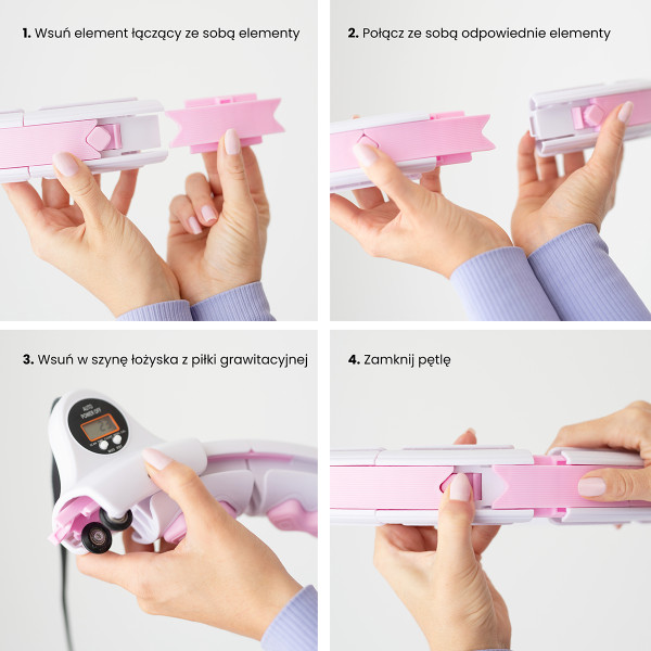 HHW06 HULA-HOOP-REIFEN PINK MIT MASSAGENOPPEN UND ZÄHLER HMS + SLIMMING-GURT BR163 BLACK