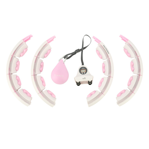 HHW06 HULA-HOOP-REIFEN PINK MIT MASSAGENOPPEN UND ZÄHLER HMS + SLIMMING-GURT BR163 BLACK