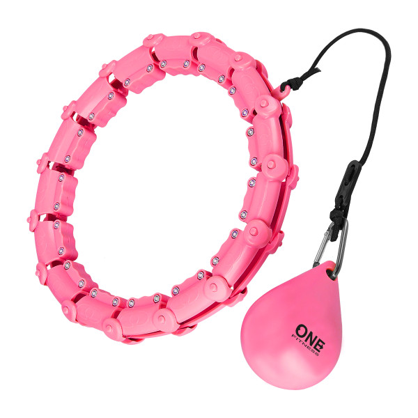 VERSTELLBARER HULA-HOOP-REIFEN OHA02 PINK MIT MASSAGENOPPEN UND SCHWERKRAFTBALL + SLIMMING-GURT BR160