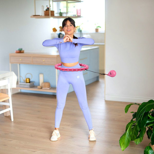 VERSTELLBARER HULA-HOOP-REIFEN OHA02 PINK MIT MASSAGENOPPEN UND SCHWERKRAFTBALL + SLIMMING-GURT BR160