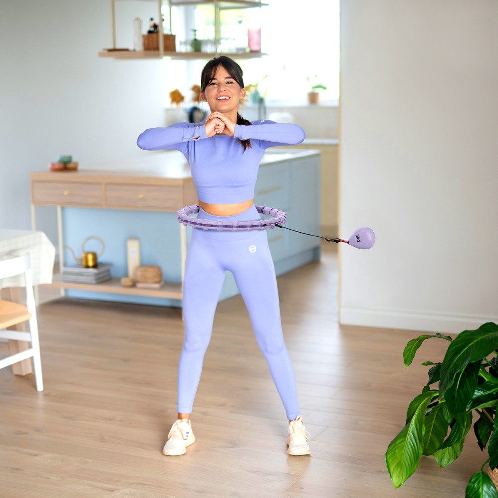 VERSTELLBARER HULA-HOOP-REIFEN OHA02 VIOLET MIT MASSAGENOPPEN UND SCHWERKRAFTBALL + SLIMMING-GURT BR160