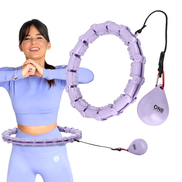VERSTELLBARER HULA-HOOP-REIFEN OHA02 VIOLET MIT MASSAGENOPPEN UND SCHWERKRAFTBALL + SLIMMING-GURT BR160