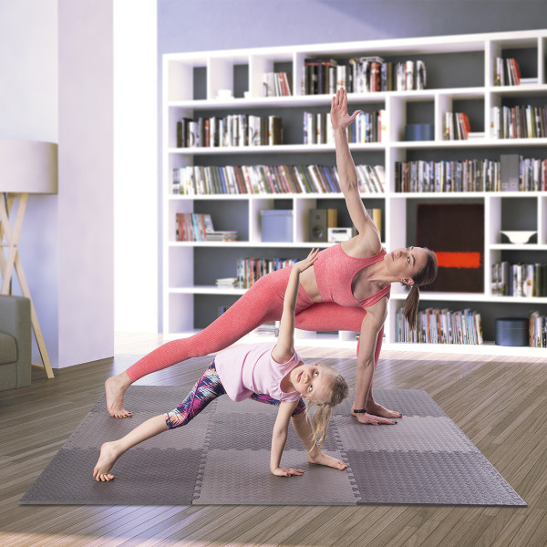 PUZZLE-MATTE FÜR FITNESSGERÄTE DUNKELGRAU 9 ELEMENTE 12 MM HMS PREMIUM