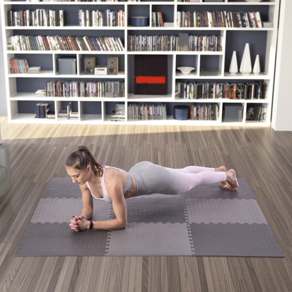 PUZZLE-MATTE FÜR FITNESSGERÄTE DUNKELGRAU 9 ELEMENTE 12 MM HMS PREMIUM