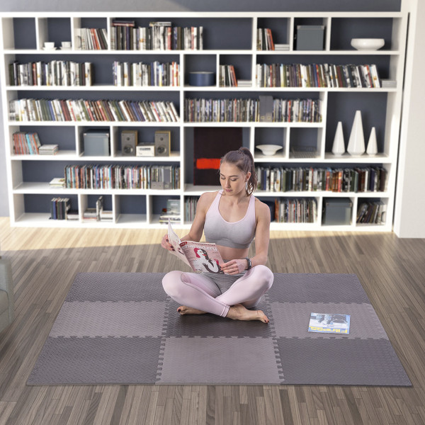 PUZZLE-MATTE FÜR FITNESSGERÄTE DUNKELGRAU 9 ELEMENTE 12 MM HMS PREMIUM