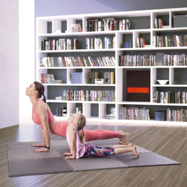 PUZZLE-MATTE FÜR FITNESSGERÄTE DUNKELGRAU 9 ELEMENTE 12 MM HMS PREMIUM