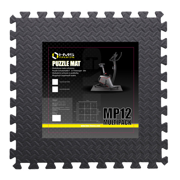 PUZZLE-MATTE FÜR FITNESSGERÄTE DUNKELGRAU 9 ELEMENTE 12 MM HMS PREMIUM