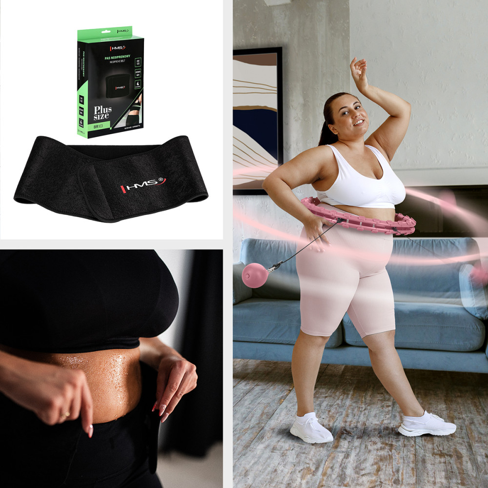 HULA-HOOP-REIFEN HHW11 BLACK MIT MASSAGENOPPEN UND SCHWERKRAFTBALL + BR163 BLACK PLUS SIZE HMS