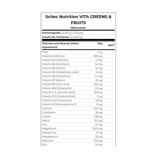 Scitec Vita Greens & Fruits 600g