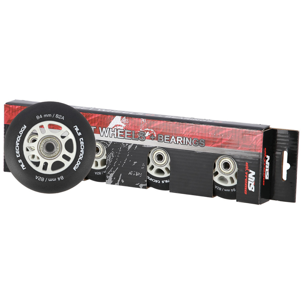 84x24 82A SCHWARZ MATT (4 STK.) + ABEC-9 CHROME (8 STK.) SET NILS EXTREME