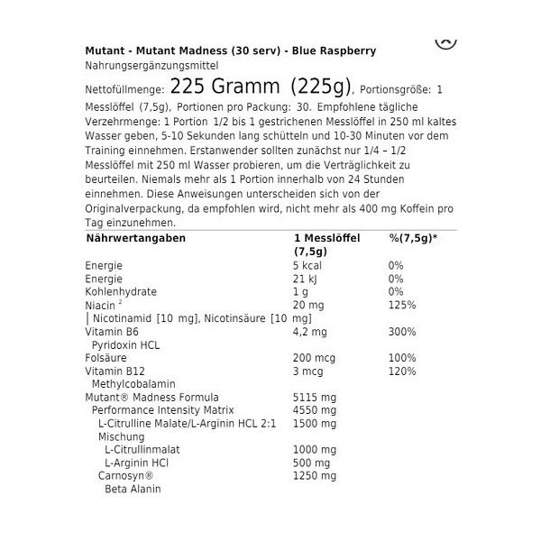 Mutant Madness 225g (30 Serv.)