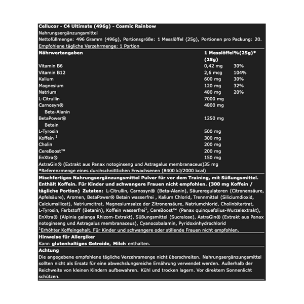 Cellucor C4 ULTIMATE 20 Serv. 496g