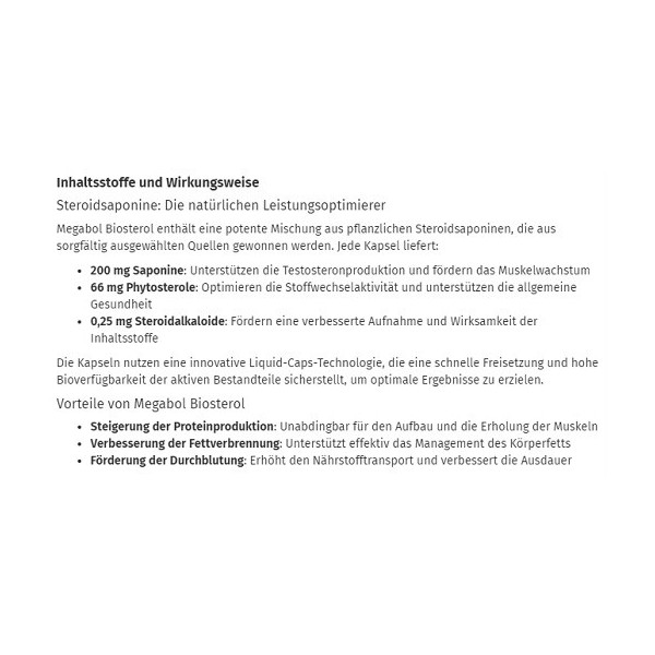 Megabol Biosterol - 30 Kapsel
