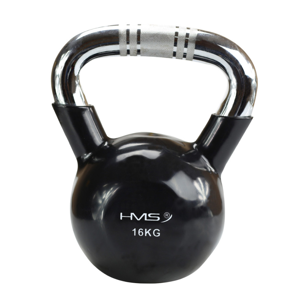 BLACK VERCHROMTER GRIFF GERÄNDELT KETTLEBELL AUS GUSSEISEN HMS